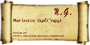 Marinics Gyöngyi névjegykártya
