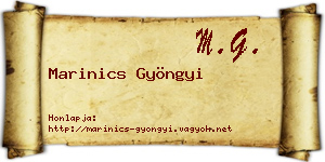 Marinics Gyöngyi névjegykártya